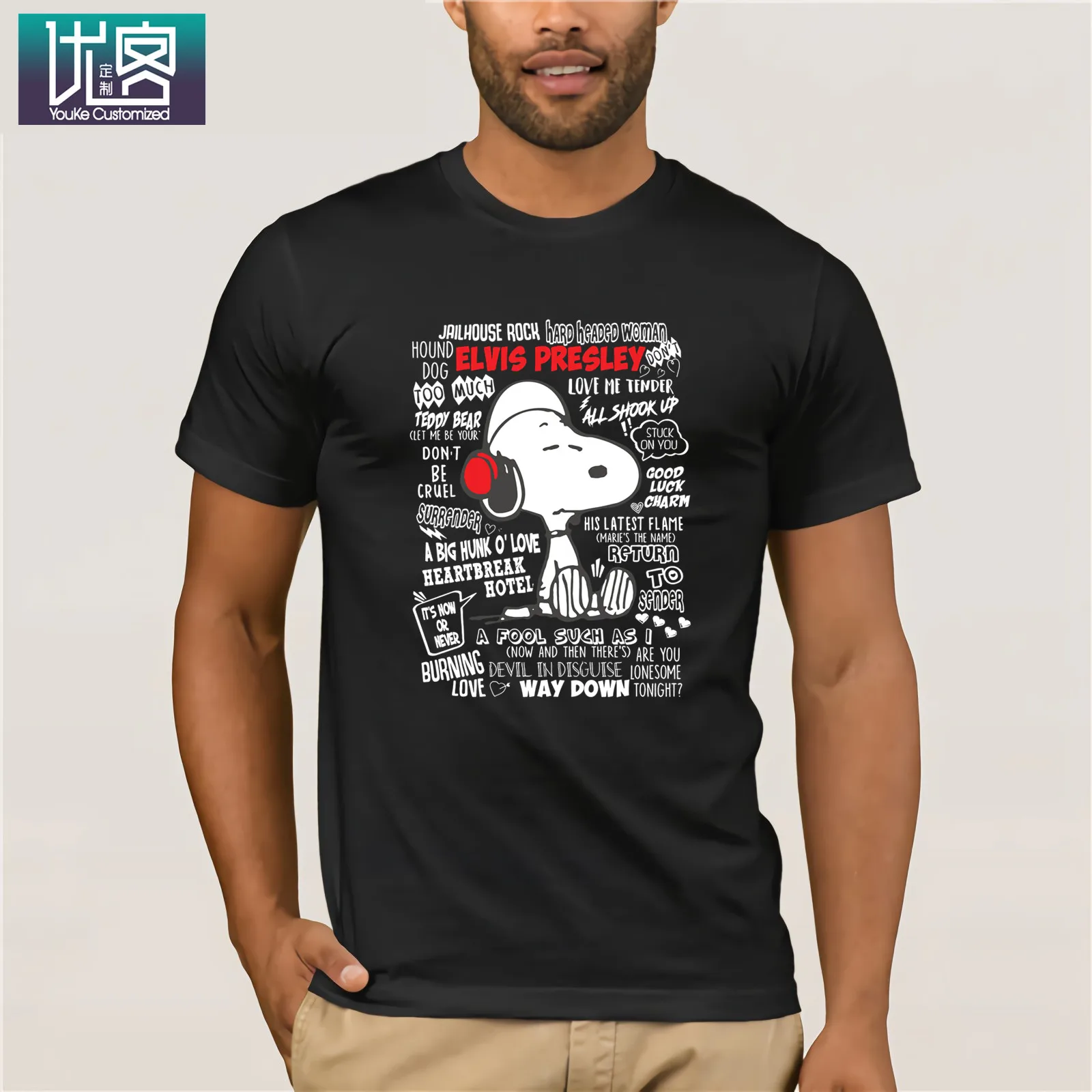 Listen To Elvis Presley Songs PEANUTS футболки 2019 летние мужские с коротким рукавом юморная