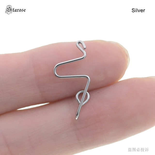 Anello Al Naso Falso A Forma Di Serpente - Oro, Senza Piercing, Stile Punk - Foto 6