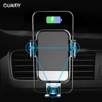 

Fast Charge Car Phone Holder Wireless Charger Car Air Outlet Intelligent Telescopic Metal Automatic Lock Induction Silicone Pad