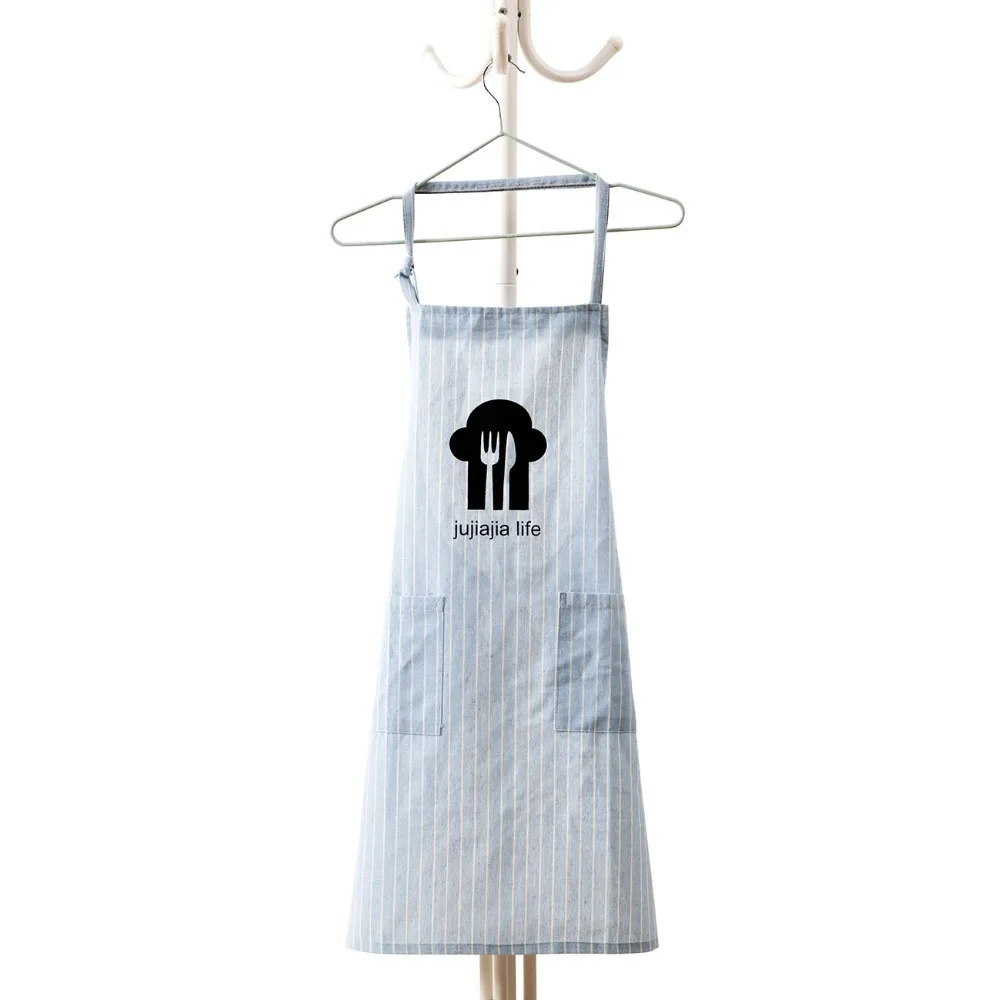 Strip Hanging Neck Aprons With 2 Pockets Woman Adult Bibs Home Cooking Baking Coffee Shop Cleaning Aprons Kitchen Accessory