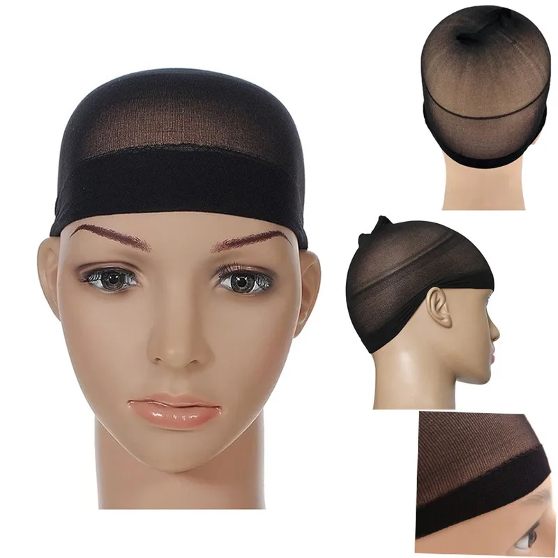 

2Pcs Wig Cap Breathable Stretchable Refreshing Cotton Stocking Cap Nude Black and Skin Hairdressing Tools Accessory