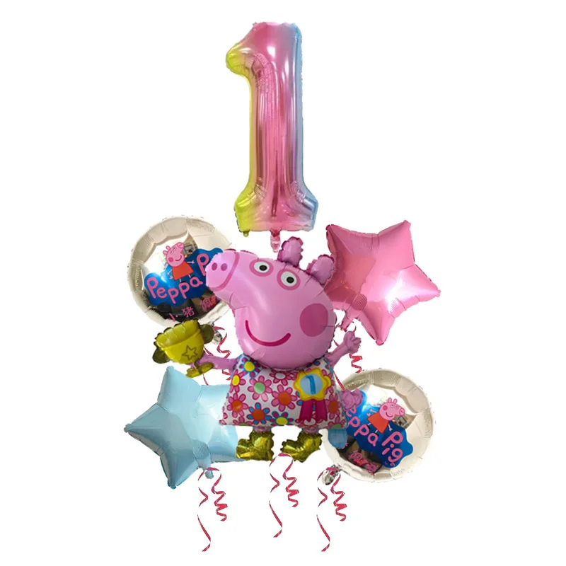 6 шт./1 Набор фольгированных воздушных шаров свинка пеппа для детского душа, подарок на день рождения, украшения для вечеринки на день рождения, детские игрушки Свинка Пеппа, Джордж
