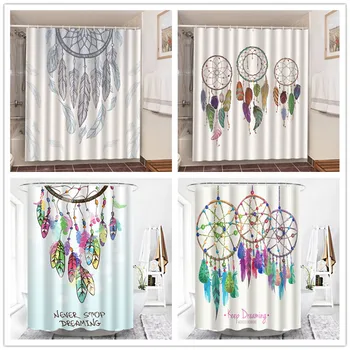 

Indian Dreamcatcher Bathroom Curtains Set With 12 Hooks Dream Hunter Home Decor Shower Curtain Bath Door Blackout Screen cortina