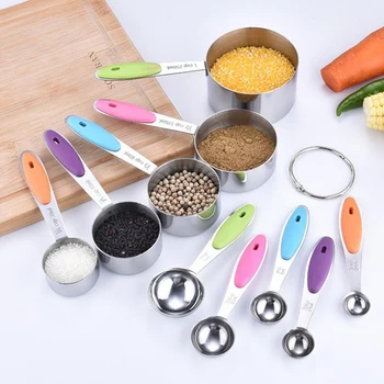 

ADOREHOUSE 10PCS Measuring Cups And Spoons Stainless Steel Spoons Home Measuring Measuring Tools Set Kitchen Seasoning For