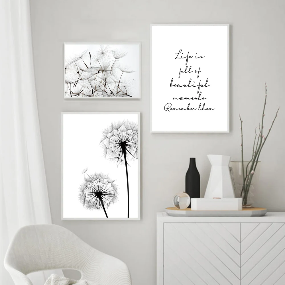 Black-And-White-Canvas-Art-Painting-Life-Quote-Nordic-Posters-And-Print-Dandelion-Poster-Decoration-Wall (2)