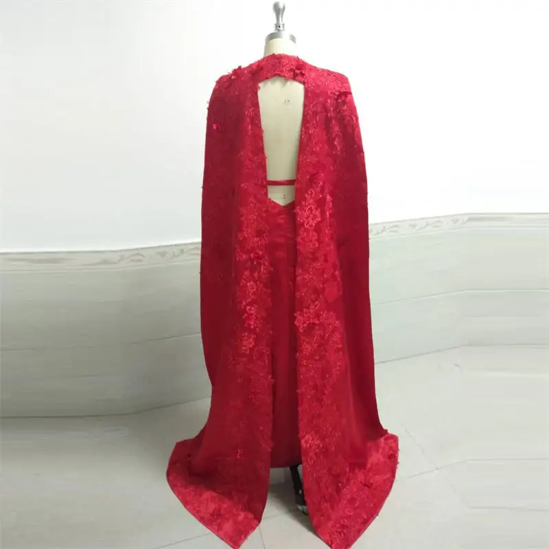 Red Evening Dresses High Neck Prom Party Gowns Real Samples With Appliques