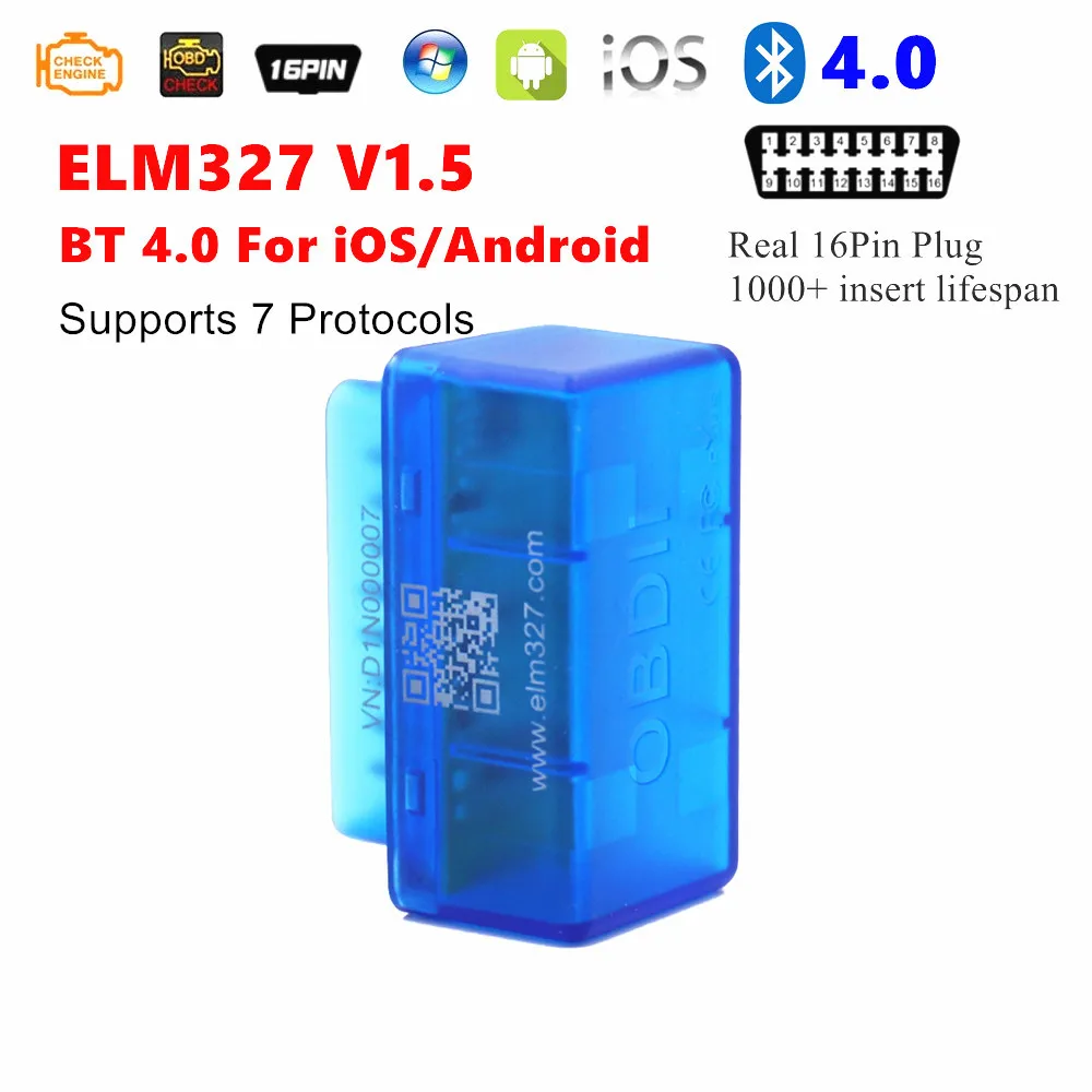 portable car battery charger ELM327 V1.5 super mini OBD2 Diagnostic Interface Bluetooth 4.0 for IOS/Android  ELM 327 Code Reader Tool Support multi-brand car auto inspection equipment Code Readers & Scanning Tools