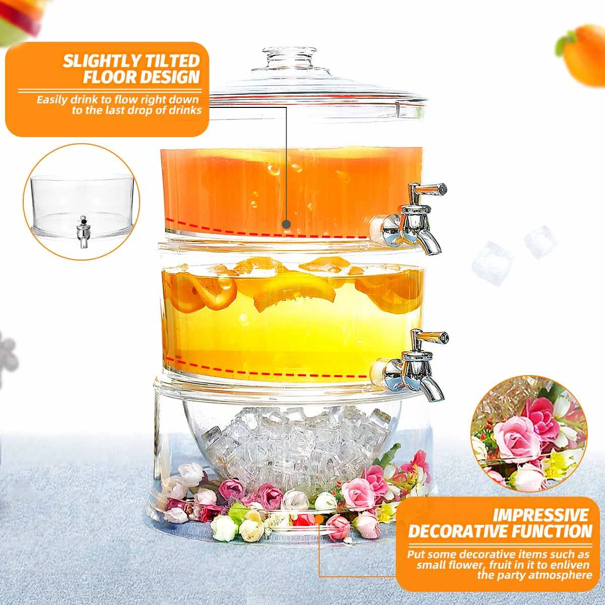 2-Слои 3.5L сок для охлажденных напитков лимонада, предназначено для холодильной камеры для напитков держатель краны Большой Ёмкость бар контейнер Кухня инструменты Dinkware