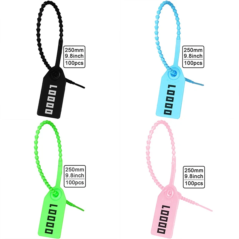 100 번호가 매겨진 플라스틱 보안 탬퍼 증거 물개 일련 번호 우편 번호 넥타이 소화기에 대 한 태그 250mm 