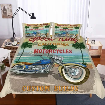 

3D Motorcycle Racing Print Duvet Cover Retro Color Bedding Set Boys 2/3PCS Bedspread Pillowcase Double Queen King Size Bed Sets