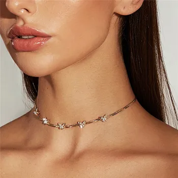 

Luokey Snake Chain Choker Collar Necklace For Women Small Tiny Crystal Butterfly Necklace Charm Jewelry Collares Gift For Friend