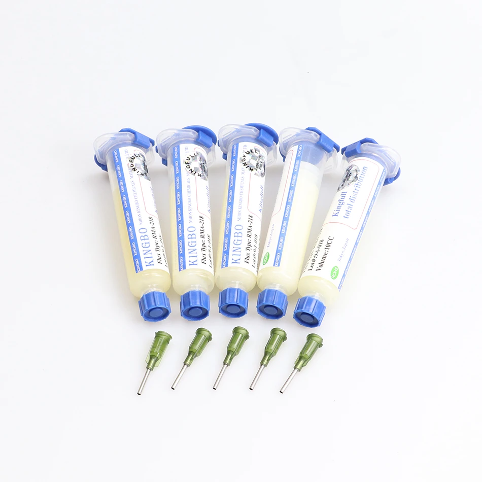 High-quality KINGBO RMA-218 10cc flux, no cleaning, aluminum alloy push rod, free needle delivery soldering flux paste
