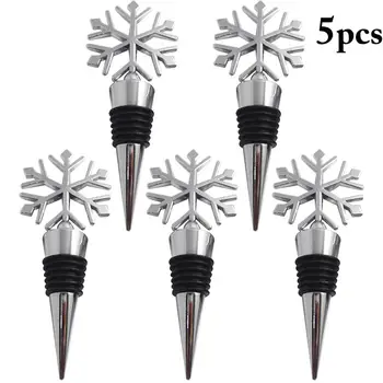 

5PCS Christmas Wine Stopper Creative Snowflake Bottle Stopper Wine Preserver