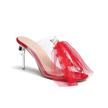 

2020 New Stiletto HIgh Heels Open Toe Clear PVC Transparent Pumps Sandals Crystal Sexy Womens Shoe