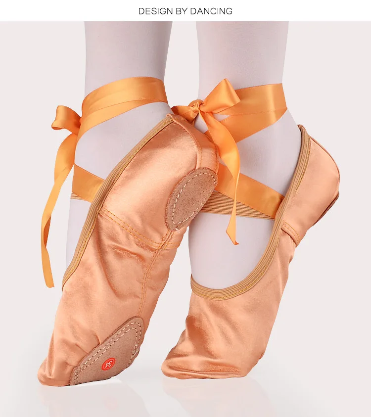 

LISM Girls Adult Ballet Shoes Slippers Silk Satin Dance Shoes for Child Ladies Soft Sole Professional Dance Shoes With Ribbon