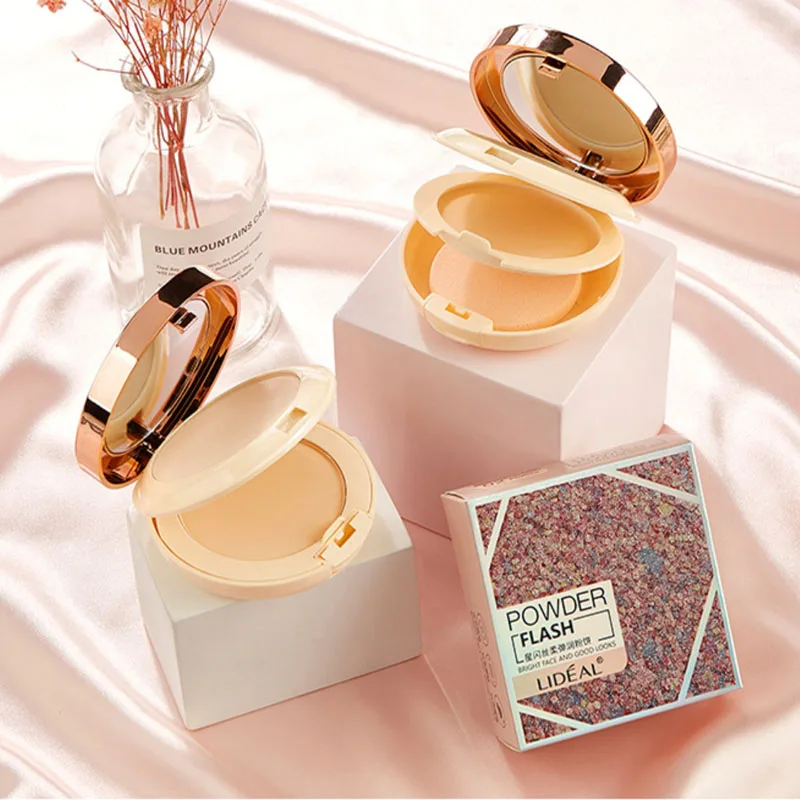 

Double layer Face powder cake Makeup Lasting Powder Mineral Foundations Oil-control Pressed Brighten Powder With Puff Palette