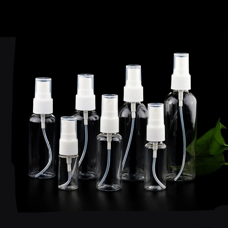 

20pcs 10ml/30ml/50ml/100/200ml Portable small Transparent Plastic Empty Spray Bottle Refillable Bottles