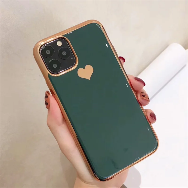 Черный зеленый GlamPhone Чехол Покрытие чехол для телефона с рисунком на тему любви для iPhone11Pro/Max X XS Max XR Мягкий силиконовый чехол для iPhone11 7 8 6 6s Plus чехол - Цвет: Черный зеленый