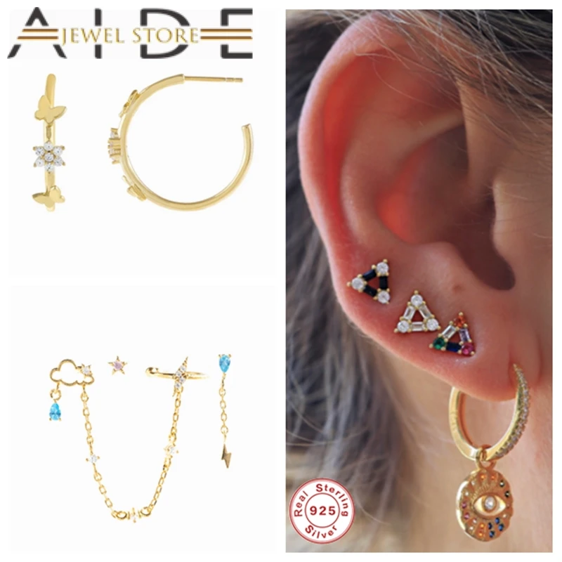 Aide Luxury Zircon Prevent Allergy Stud Earring S925 Sterling Silver