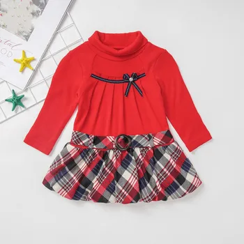 

HIPAC Girls Dress Kids Dresses for Girl Toddler Children Winter Clothes Baby Elegant Plaid Skirt Knitted Clothing Dow Gown