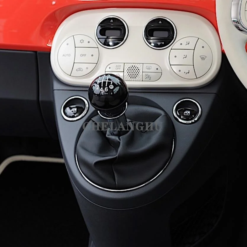 

6 Speed Gear Shift Stick Knob Level Leather Boot For Fiat 500 500C 2007 2008 2009 2010 2011 2012 2013 2014 2015 2016 2017 2018