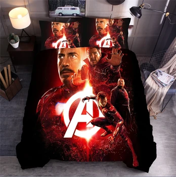 

3D Avengers Iron Man Printing Bedding Set Duvet Cover Pillowcases Bed Linens Bedclothes Home Textile Twin Full Queen King Size