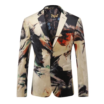 

men suit jacket big size slim coat casual top blazer masculine for dinner party wedding Single breasted Floral flower color suit