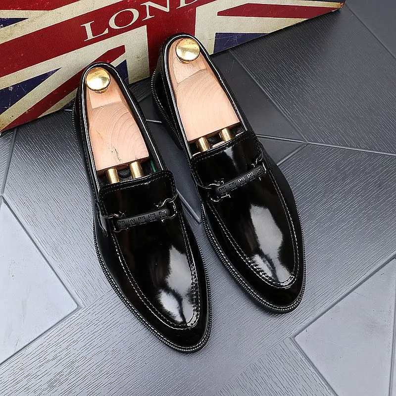 Мужские лоферы; обувь из натуральной кожи; уличная модная обувь для вождения; лоферы в деловом стиле; мокасины; мужские слипоны на плоской подошве - Цвет: Черный