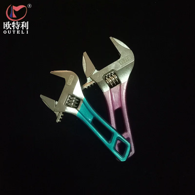 

Mirror High Quality Light Short Handle Large Adjustable Monkey Wrench Chrome Vanadium Steel Stick Plastic Handle Large Adjustabl