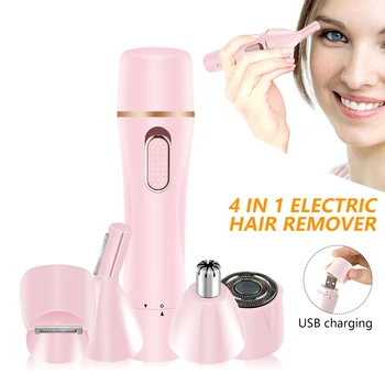 

4 In 1 Epilator Women Face Body Hair Removal Lady Shaver Epilator Female Shaving Machine Electric Trimmer Razor For Eyebrow Nose