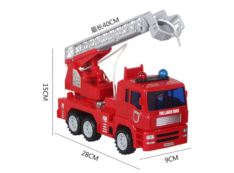 

Children Fire Truck Toy Car-Large Size Inertia Engineering Vehicle Aerial Ladder Truck Fire Truck Water Spouting Boy Beach Play