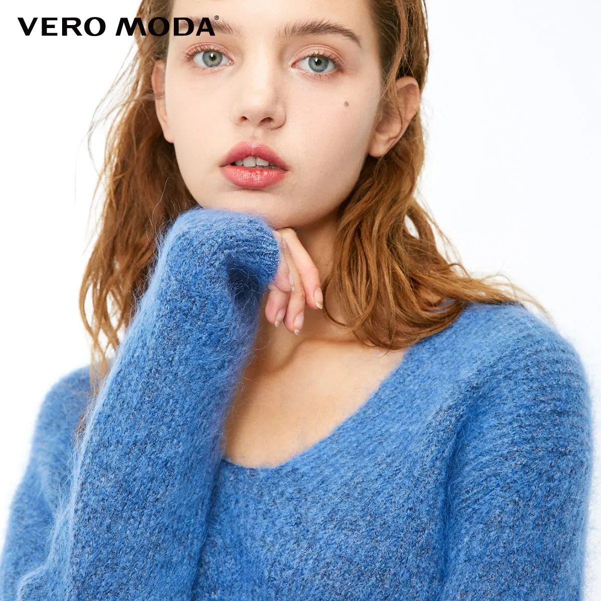 Vero Moda женский шерстяной мохер свободный свитер чистый вязаный Топ | 318413598