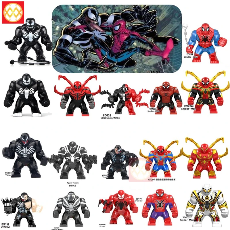 

Single BIG Size sprider-man Venom Large Blocks Anti-venom Carnage Endgame Building Blocks Collection Toys Children Friends gifts