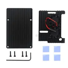 Черный Защитный чехол для Raspberry Pi 4B прочный корпус из алюминиевого сплава с 2 радиаторами охлаждающий вентилятор