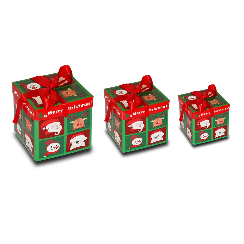 New Creative Paper Box Gift Bag Container Supplies Navidad Merry Christmas Candy Box Bag Christmas Tree Gift Box 3 PCS/Lot
