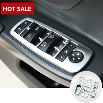 

For Jeep Cherokee Silver Car Door Armrest Window Switch Trim Cover 2014-2016 4pcs