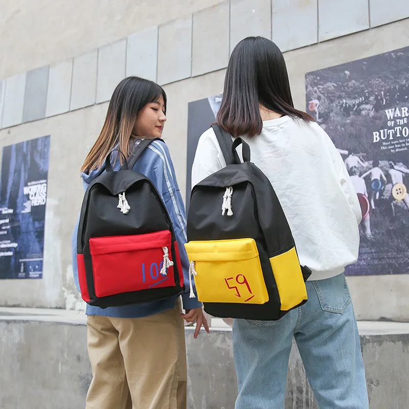 

2019 New Style Fashion Korean-style Nylon Contrast Color Printed 100 Points College Style Schoolbag Backpack