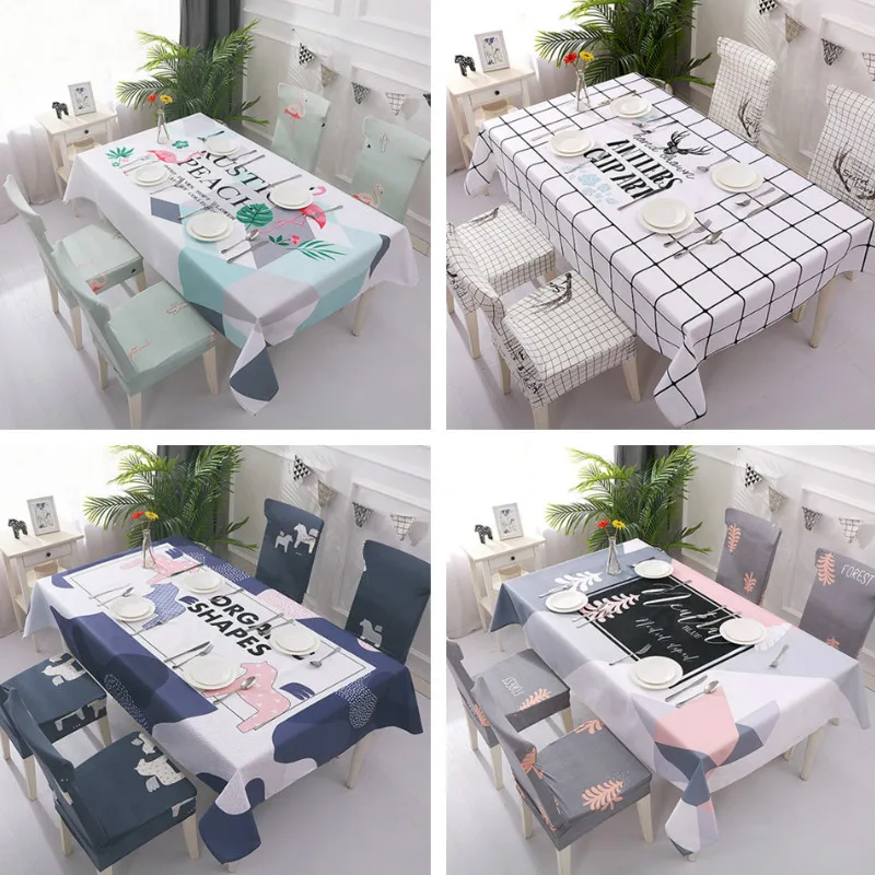 

Linen Table Cloth Elastic Chair Seat Cover Set Cotton White Tablecloth Cover Party Wedding Waterproof Tapete Mantel Mesa
