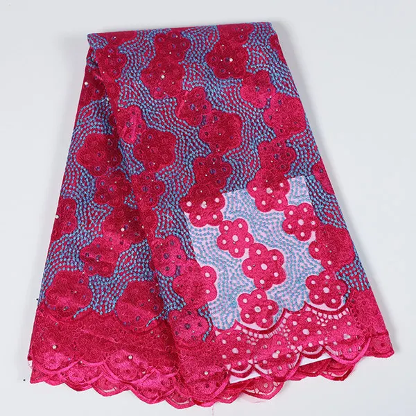 rose red Новейшая бордовая синяя вышитая бисером африканская кружевная ткань высокого качества нигерийское Свадебное кружево Французский Тюль Чистая кружевная ткань для вечерние платья - Цвет: rose red