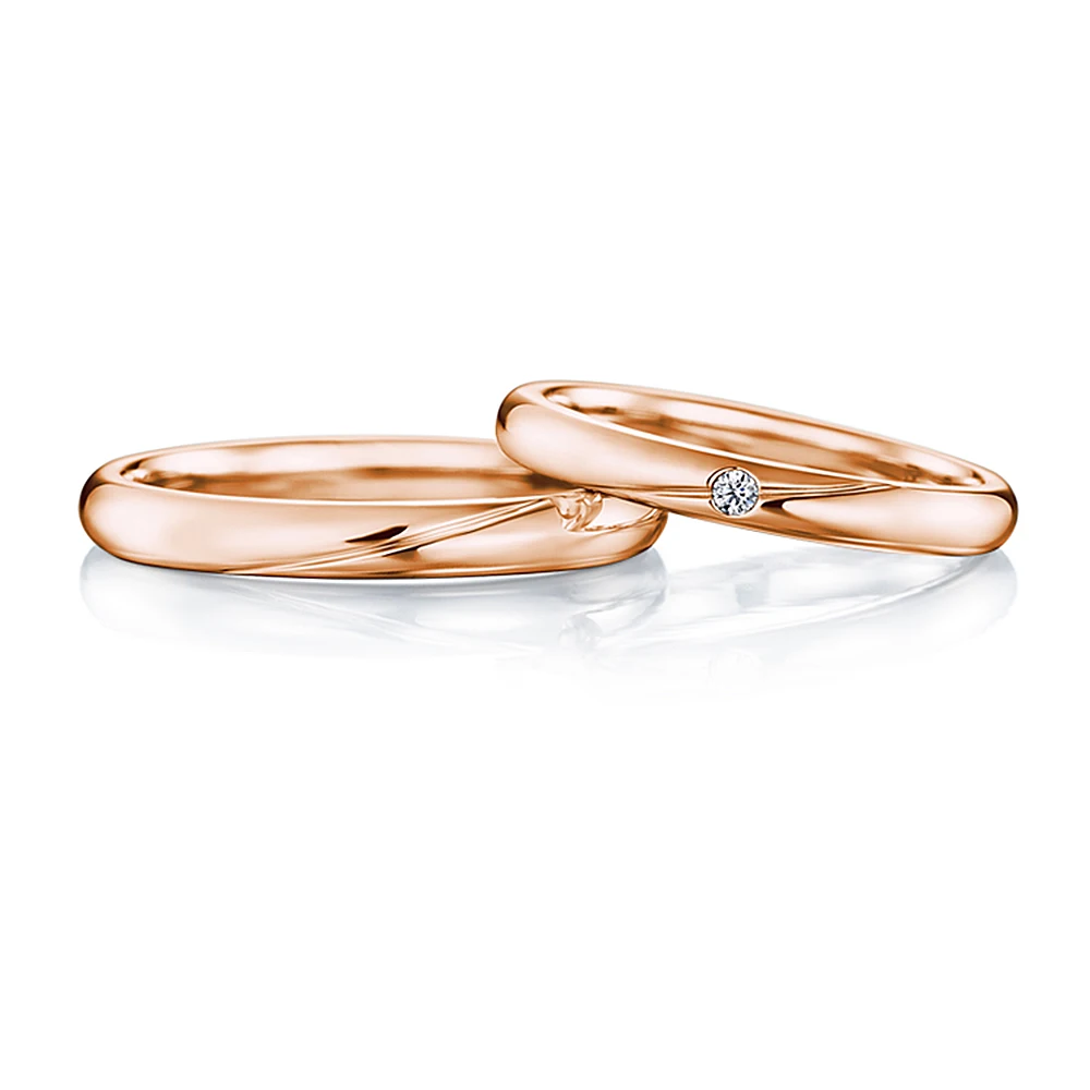 18K Rose Gold AULEEZE 18 К желтое золото AU750 обручальное кольцо Сертифицированный натуральный самоцвет ювелирный изделия классические парные кольца для влюбленных - Цвет камня: 18K Rose Gold