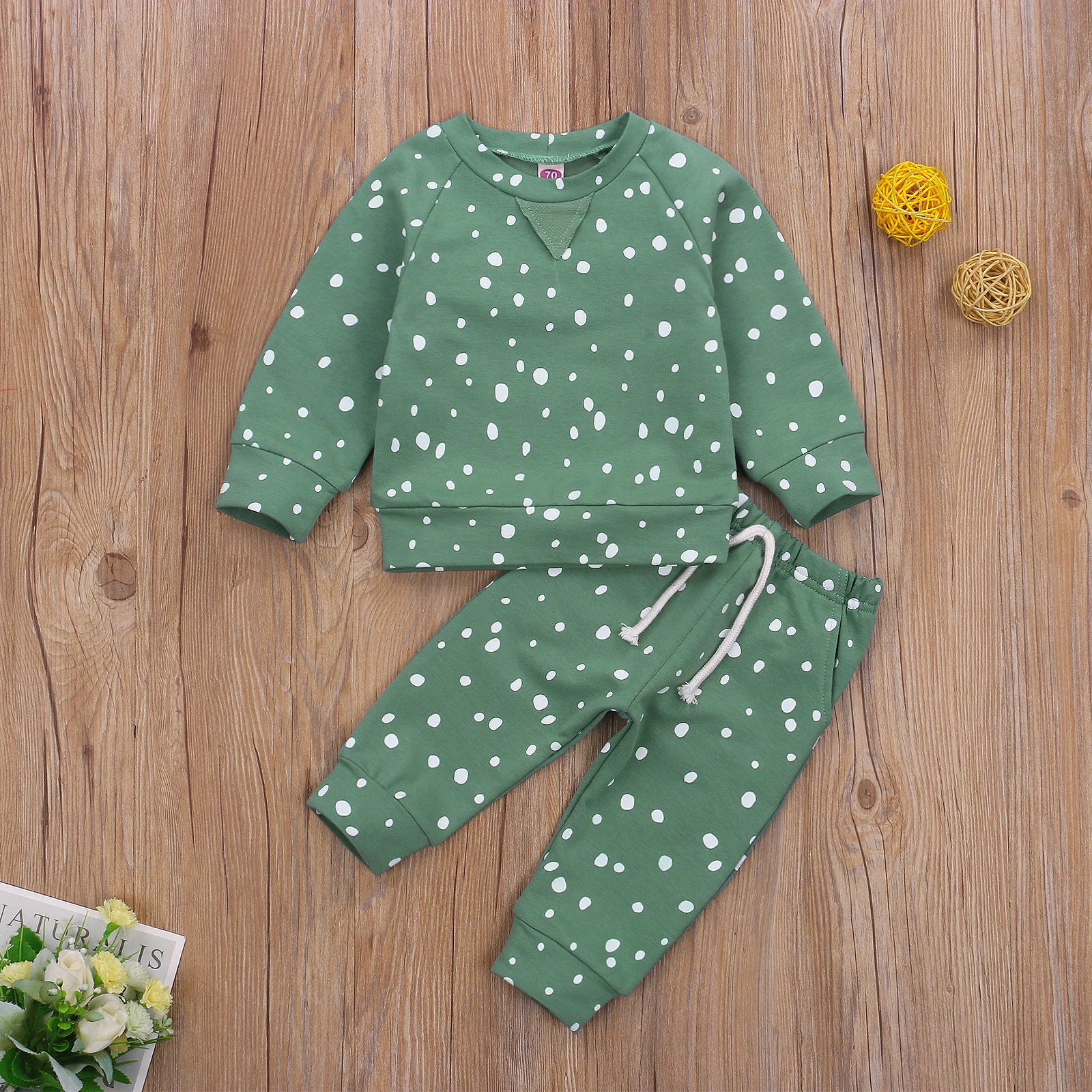 

Pudcoco Newborn Baby Clothes Long Sleeve Pullover Polka Dot Print Sweater Top Elastic Long Pants 2Pcs Outfits Casual Baby Set