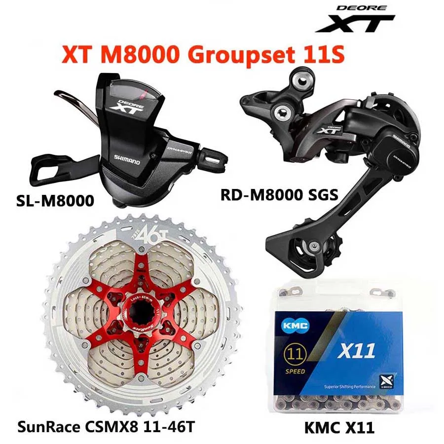 46T Sliver X11 Shimano DEORE XT M8000 Группа Комплект MTB горный велосипед 1x11-Speed 46T 50T SL+ RD+ CSMX8+ X11EL M8000 переключатель заднего хода - Цвет: 46T Sliver X11
