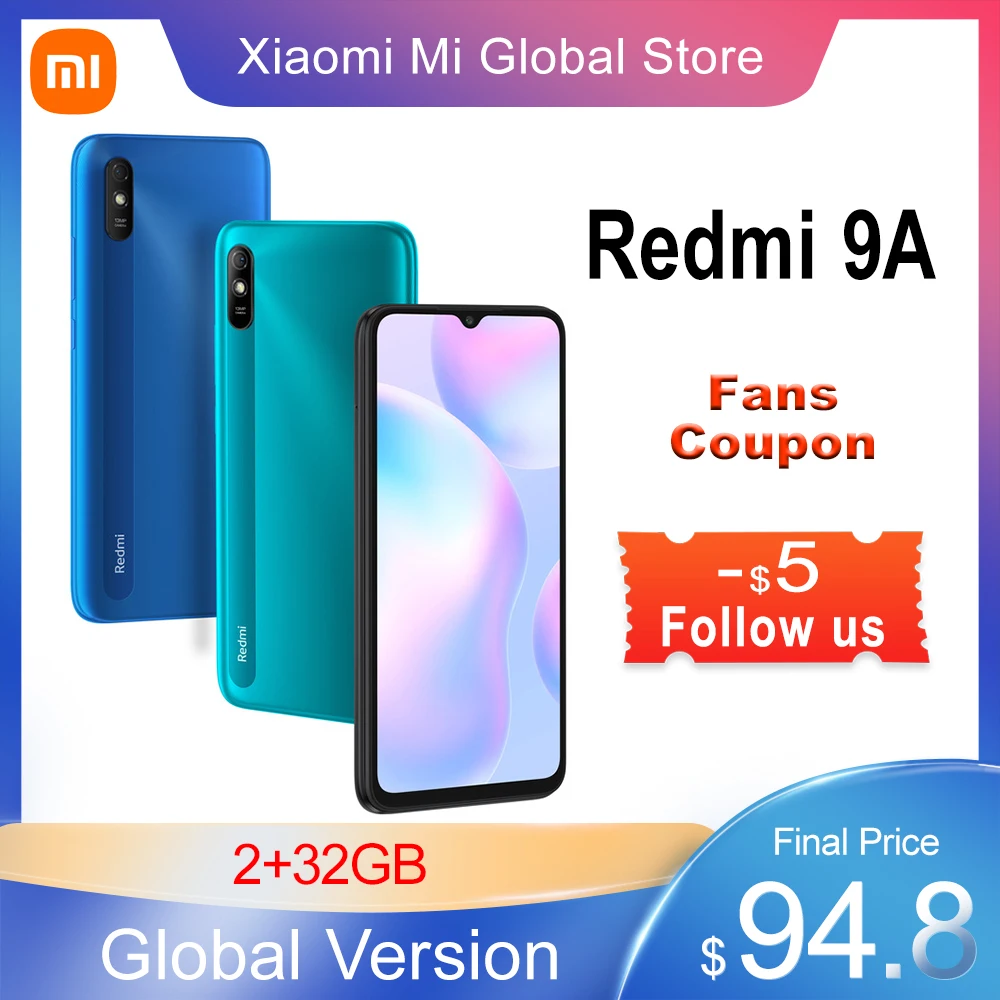 Смартфон Xiaomi Redmi 9A восемь ядер экран 5000 дюйма 2 ГБ + 32 | Мобильные телефоны и