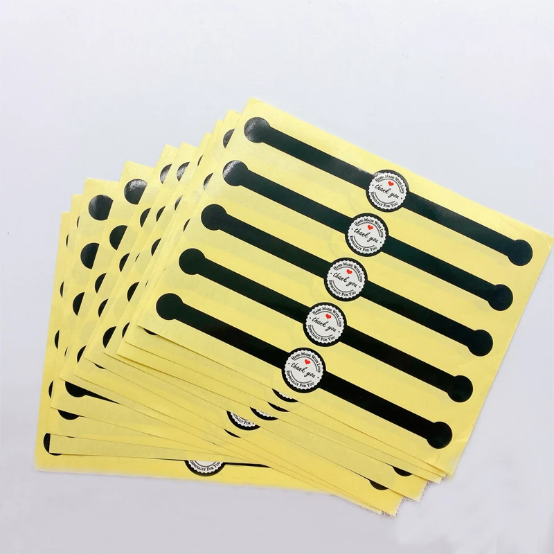

50pcs Black Long Lollipop Design Thank you Seal Adhesive Sticker For Tins Boxes Bags DIY Multifunction Packaging Label