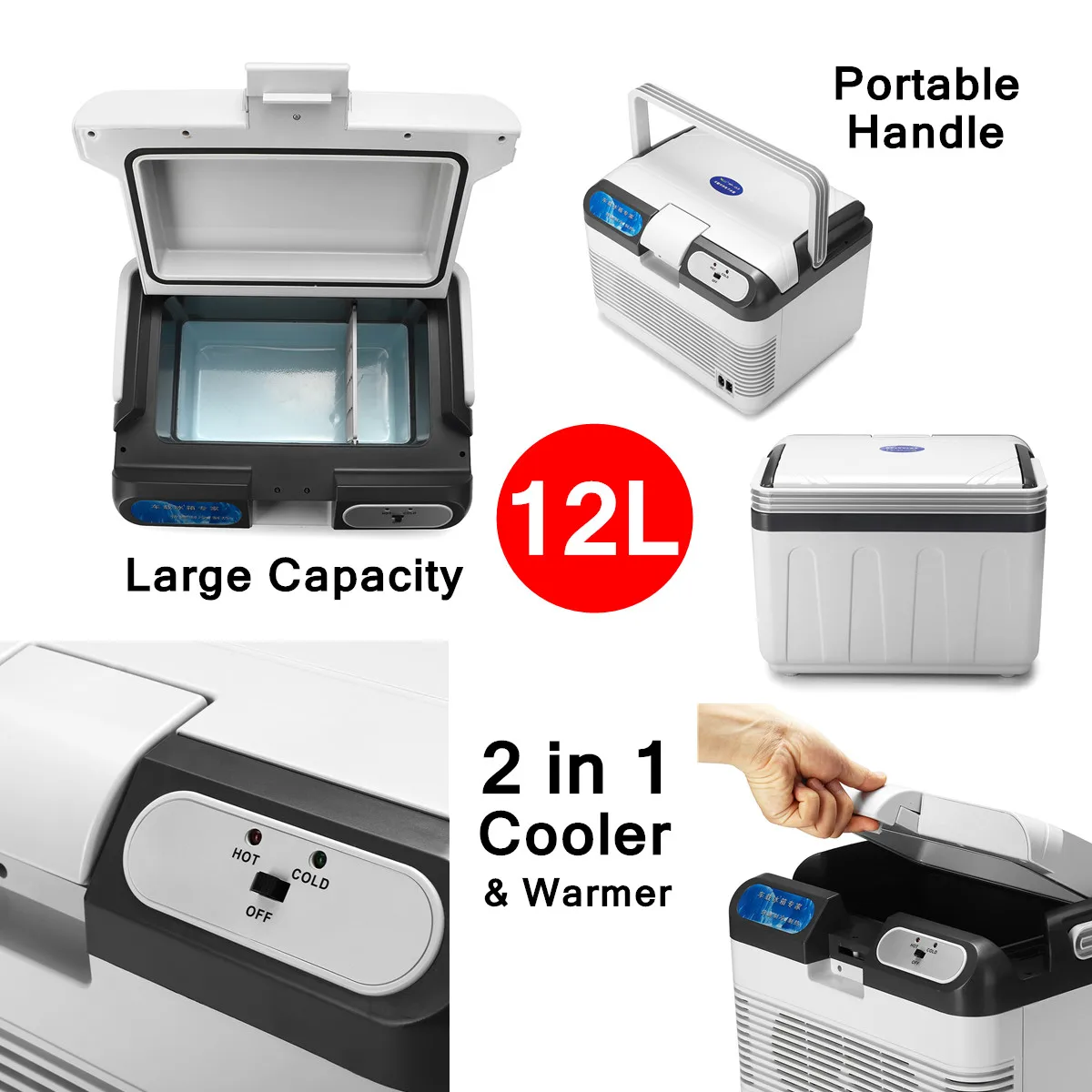  12L Refrigerator Dual-Use Home Car Refrigerators Mini Freezer 12V 60W Portable Ultra Quiet Cooling 