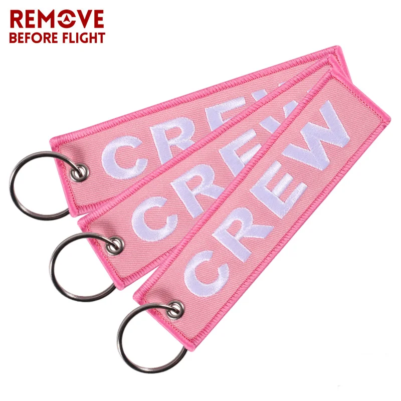 

3 PCS/LOT Fashion Crew Keychain for Aviation Keychains llaveros Luggage Tag Embroidery Crew Key Ring Chain for Christmas Gifts