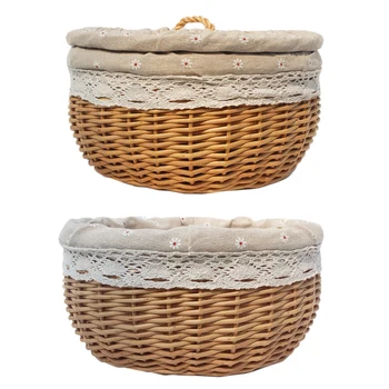 

Daisy Pattern Rattan Storage Basket Fruit Snack Storage Box Picnic Basket Wedding Decoration Outdoor Home Desktop Decoration