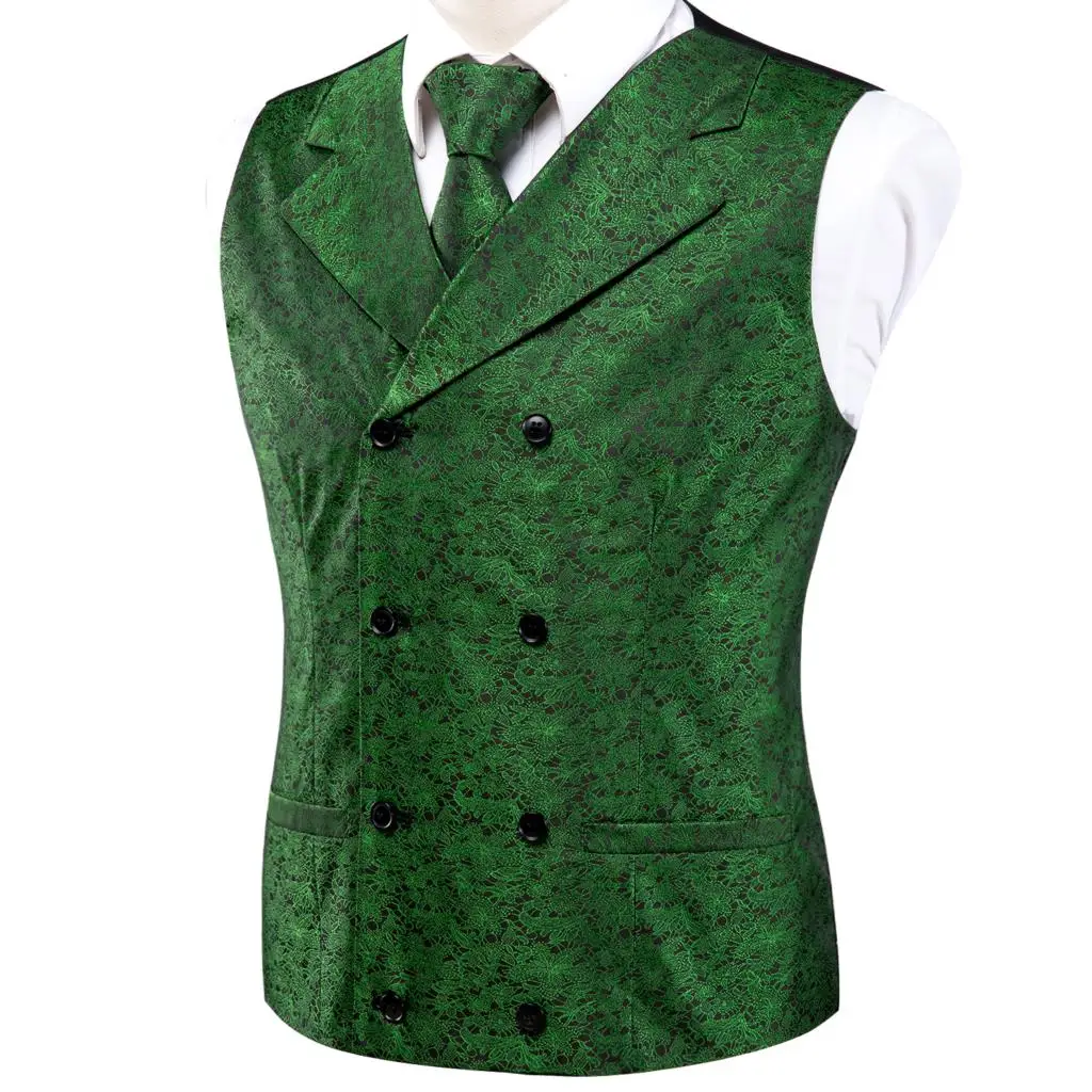 Hi-Tie 20 Color Silk Men's Vests and Tie Business Formal Dresses Slim Vest 4PC Hanky cufflinks for Suit Blue Paisley Waistcoat