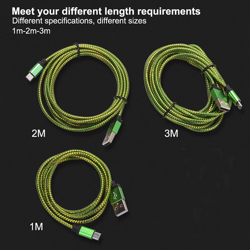 Micro USB кабель 1 м 2 м 3 м Плетеный Быстрый зарядный USB кабель для передачи данных для samsung S6 S7 Xiaomi LG планшет Android мобильный телефон usb зарядка