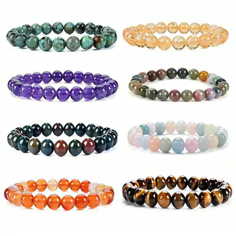 Natural Stone Bracelet Men 8MM Beads Elastic Bracelet Charm Chakra Healing Reiki Yoga Buddha Bracelets For Women Beads Jewelry